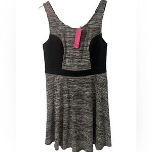 NWT Xhilaration Marled Black & Gray Skater Dress Large